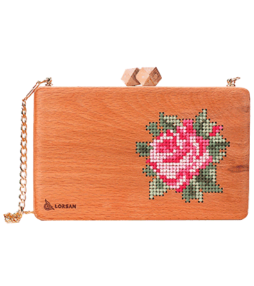 کیف چوبی مجلسی آسنا طرح گل سرخ