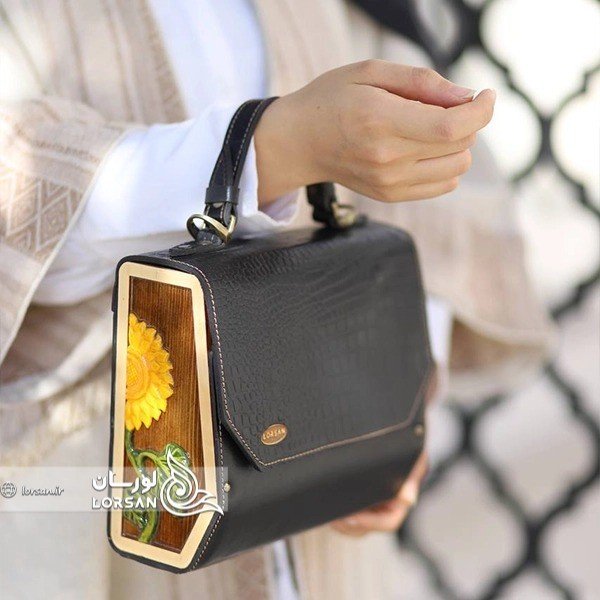 کیف چرم مجلسی آفتابگردون مشکی
