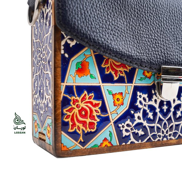 کیف چرم دوشی ثمین سورمه ای
